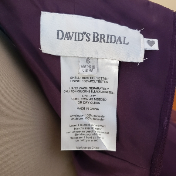 David's Bridal Plum Tulle Bridesmaid Dress - Picture 3 of 3
